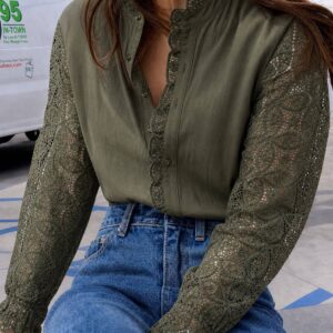 Camisa manga em renda