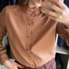 Camisa manga em renda