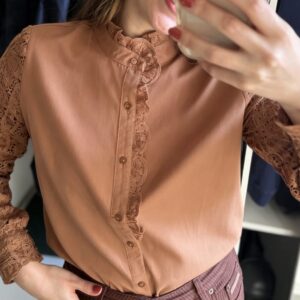 Camisa manga em renda