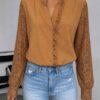 Camisa manga em renda