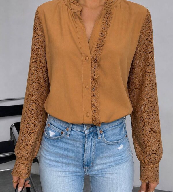 Camisa manga em renda